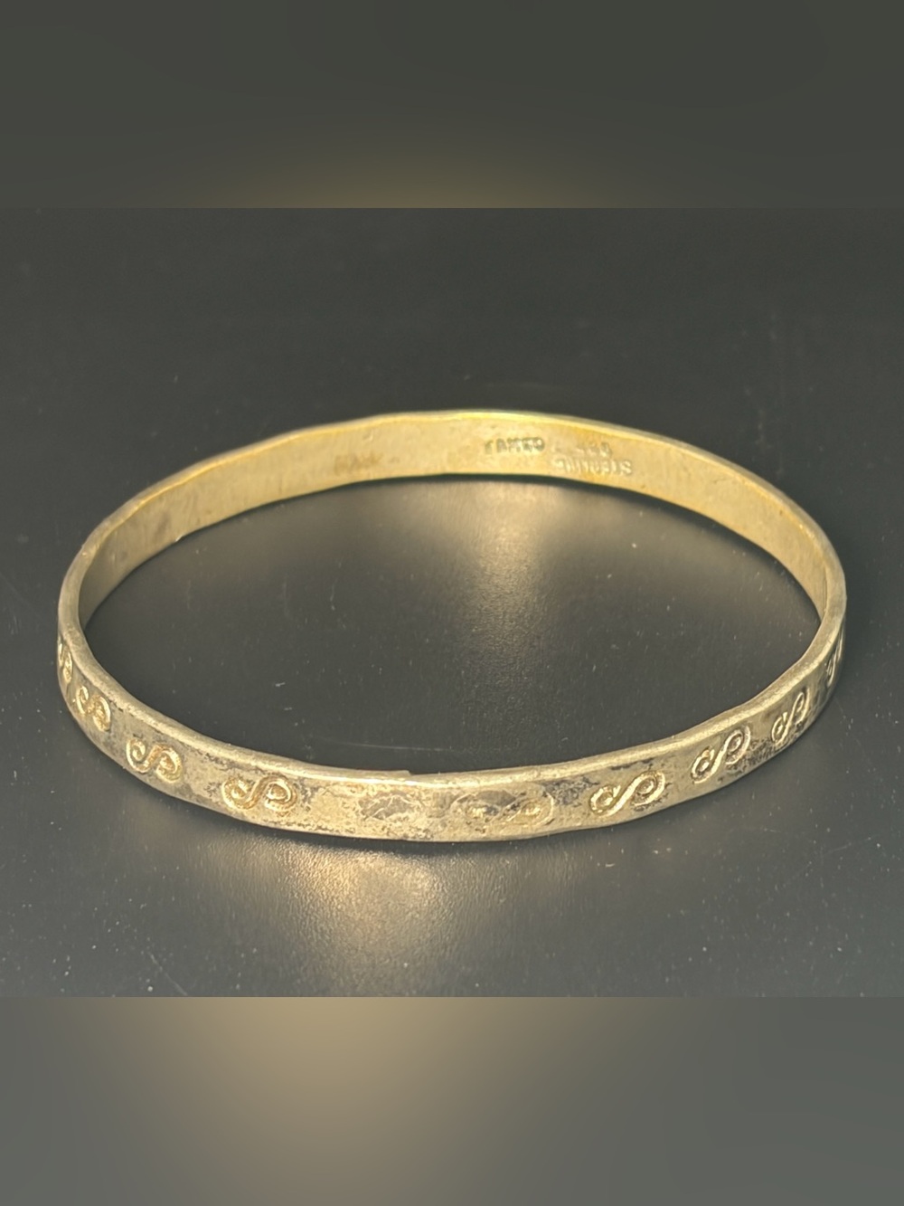 Vintage Taxco Mexico Sterling Silver 925 Bangle Bracelet 18g Stamped Design